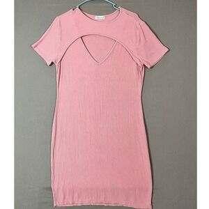 Haley & June Mini Dress 1X Ribbed Cutout Pink EUC